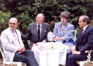 Peter Grose (left) with Sir Roger Bannister, Lady Bannister and Honorary Fellow Damon Wells